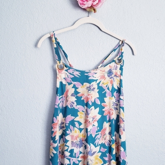 Ava & Viv Blue Floral High Lo Dress - Picture 4 of 7